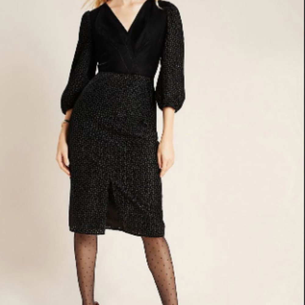Anthropologie Shoshanna Dree Velvet Eyelet Dress